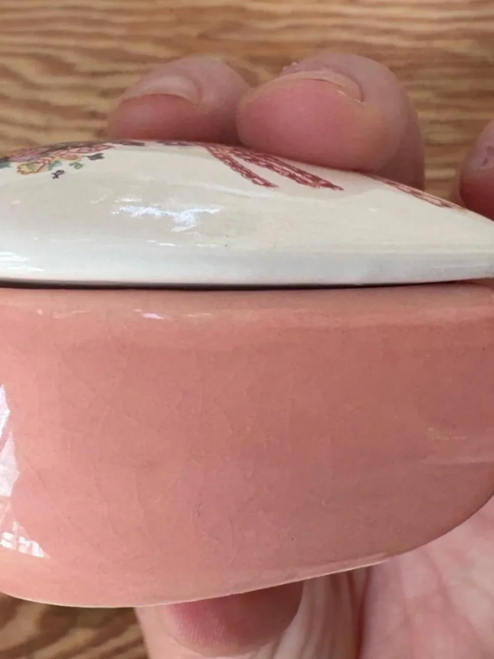 Vintage Ceramic Heart Trinket Box – Signed Floral Jewelry Storage